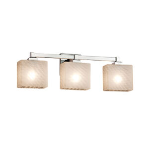 Fusion 3 Light 24 inch Polished Chrome Vanity Light Wall Light in Weave, Rectangle, Incandescent