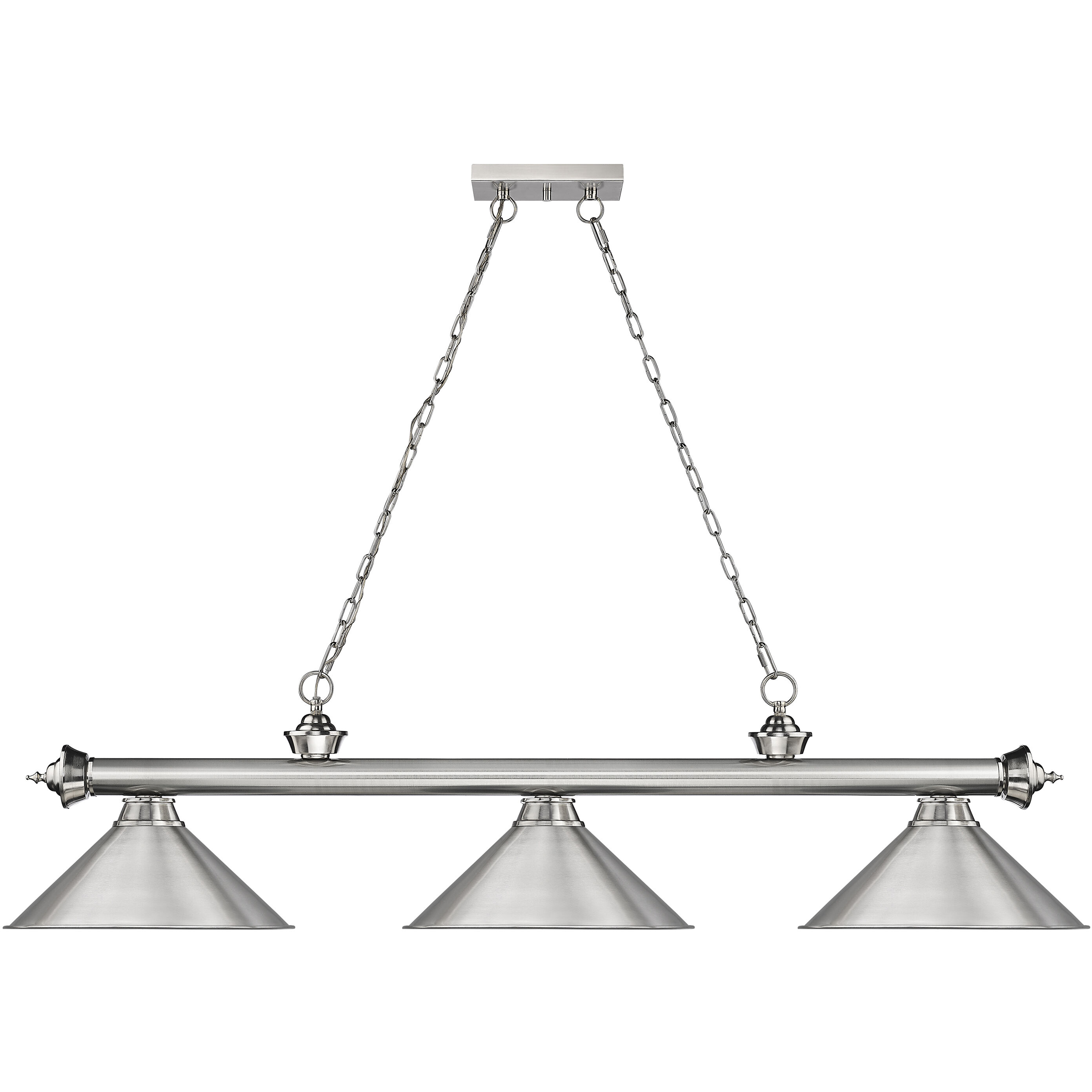 Cordon 3 Light 57.25 inch Brushed Nickel Billiard Ceiling Light in Brushed Nickel Steel