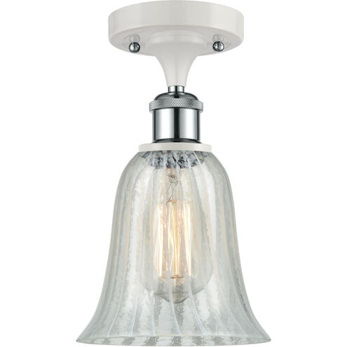 Ballston Hanover 1 Light 6.25 inch White and Polished Chrome Semi-Flush Mount Ceiling Light in Mouchette Glass, Ballston