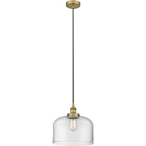 Edison Bell LED 12 inch Brushed Brass Mini Pendant Ceiling Light in Clear Glass