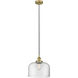 Edison Bell LED 12 inch Brushed Brass Mini Pendant Ceiling Light in Clear Glass