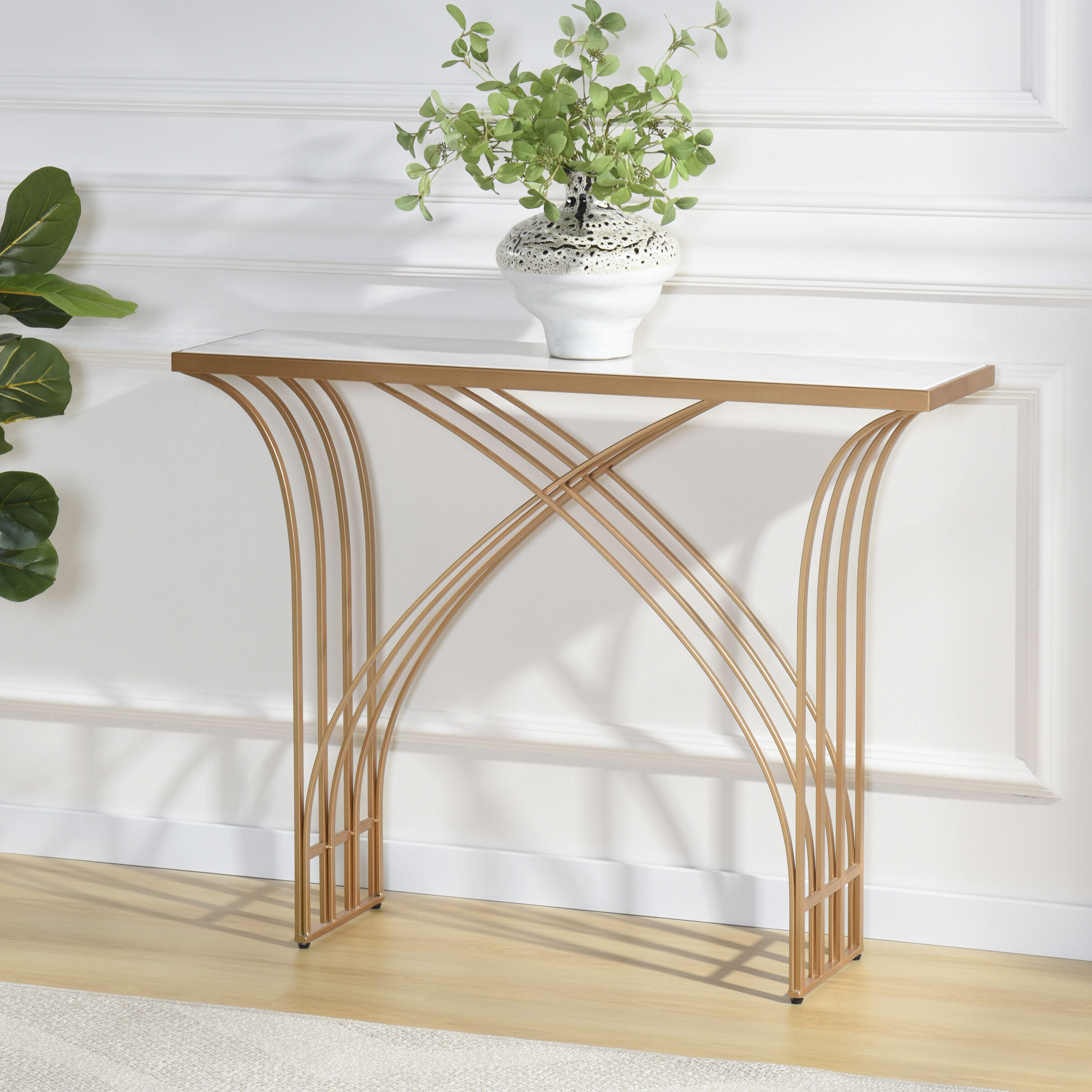 Seraphine 47.2 X 11.8 inch Golden and White Console