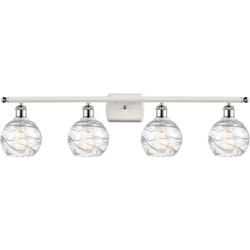 Ballston Small Deco Swirl 4 Light 36 inch White and Polished Chrome Bath Vanity Light Wall Light, Ballston