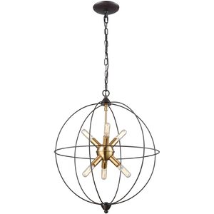 Loftin 6 Light 19 inch Oil Rubbed Bronze with Satin Brass Chandelier Ceiling Light