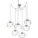 Nova LED 19 inch Classic Silver Swag Multi-Pendant Ceiling Light in 3000K LED, Geo Inner - Clear Outer