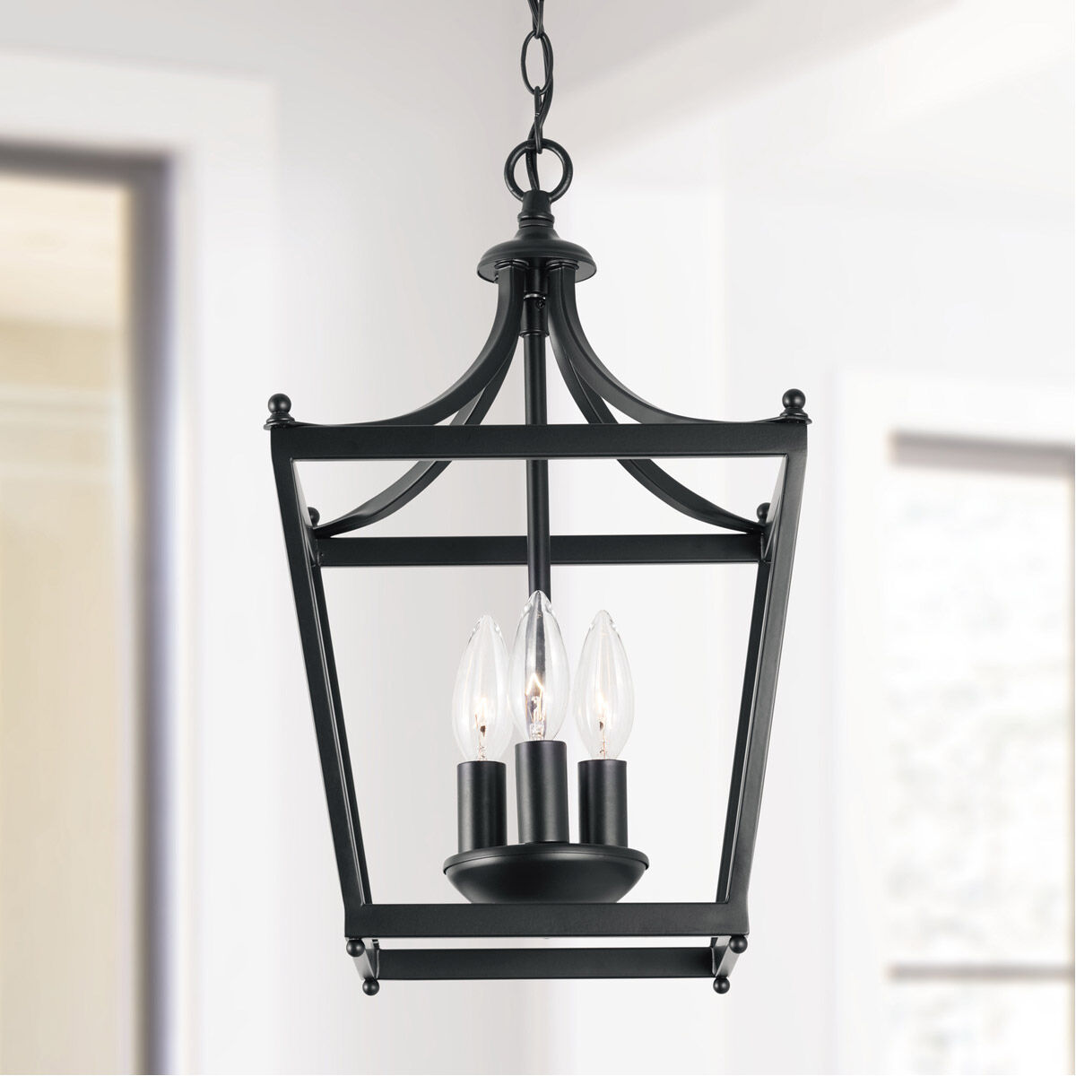 Stanton 3 Light 10 inch Matte Black Foyer Ceiling Light