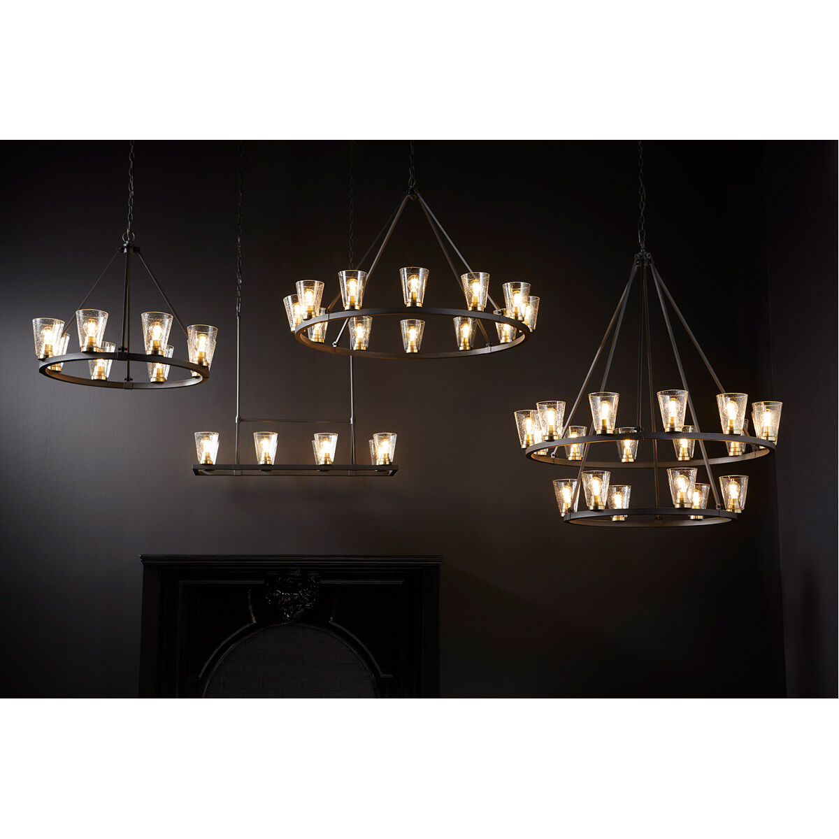 Paxton 8 Light 16 inch Noir and Aged Brass Chandelier Ceiling Light