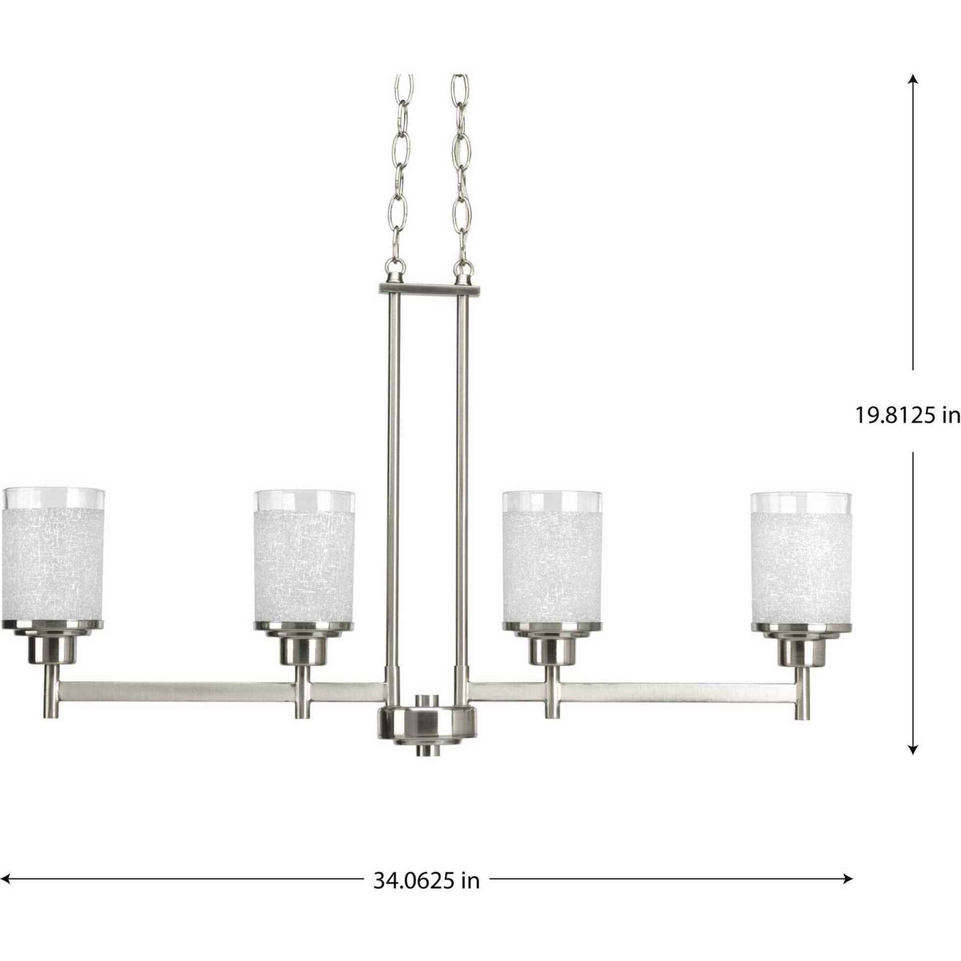 Alexa 4 Light 34 inch Brushed Nickel Linear Chandelier Ceiling Light