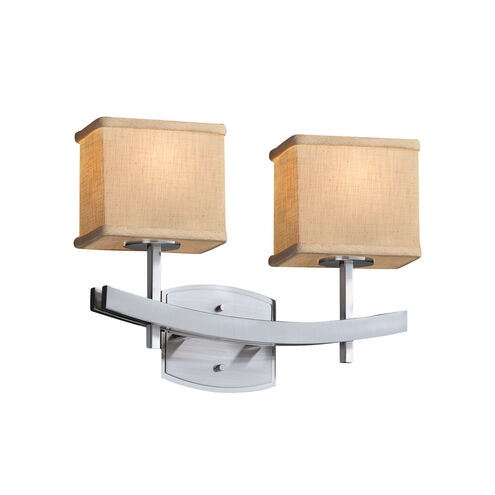 Textile 2 Light 15.5 inch Dark Bronze Vanity Light Wall Light in White, Rectangle, Incandescent