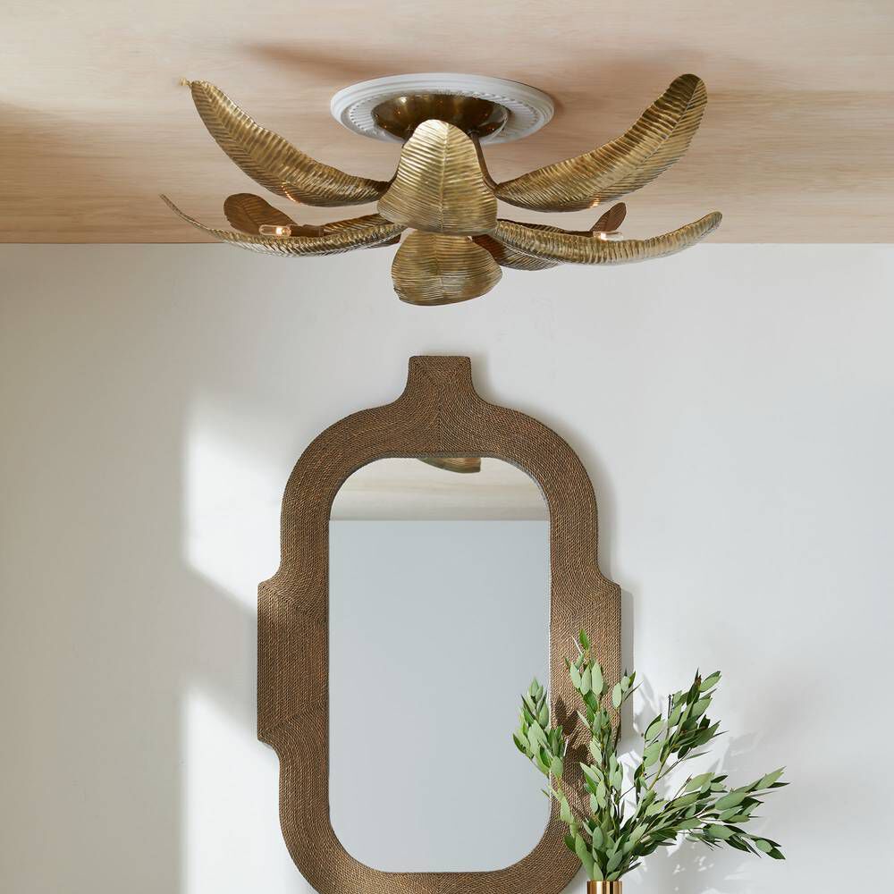 Farah 8 Light 44 inch Vintage Brass Flush Mount Ceiling Light