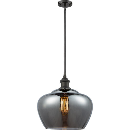 Ballston Large Fenton LED 11 inch Oil Rubbed Bronze Pendant Ceiling Light in Plated Smoke Glass, Ballston