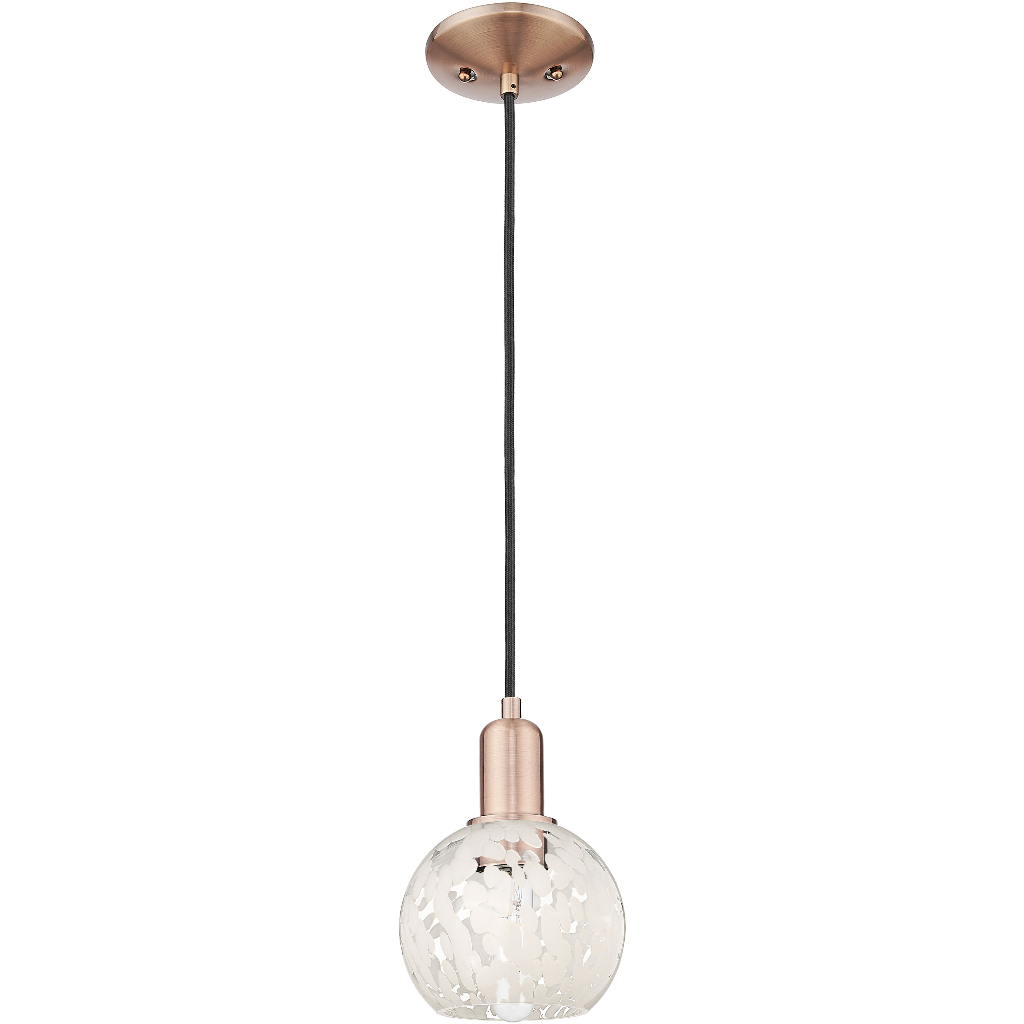 Arcadia White Mouchette 1 Light 6 inch Antique Copper Mini Pendant Ceiling Light
