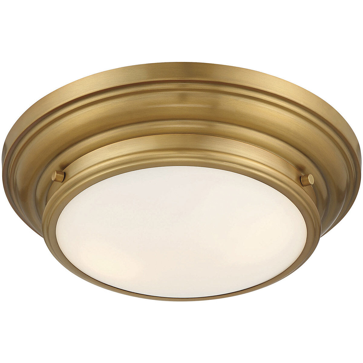 Transitional 2 Light 13 inch Natural Brass Flush Mount Ceiling Light