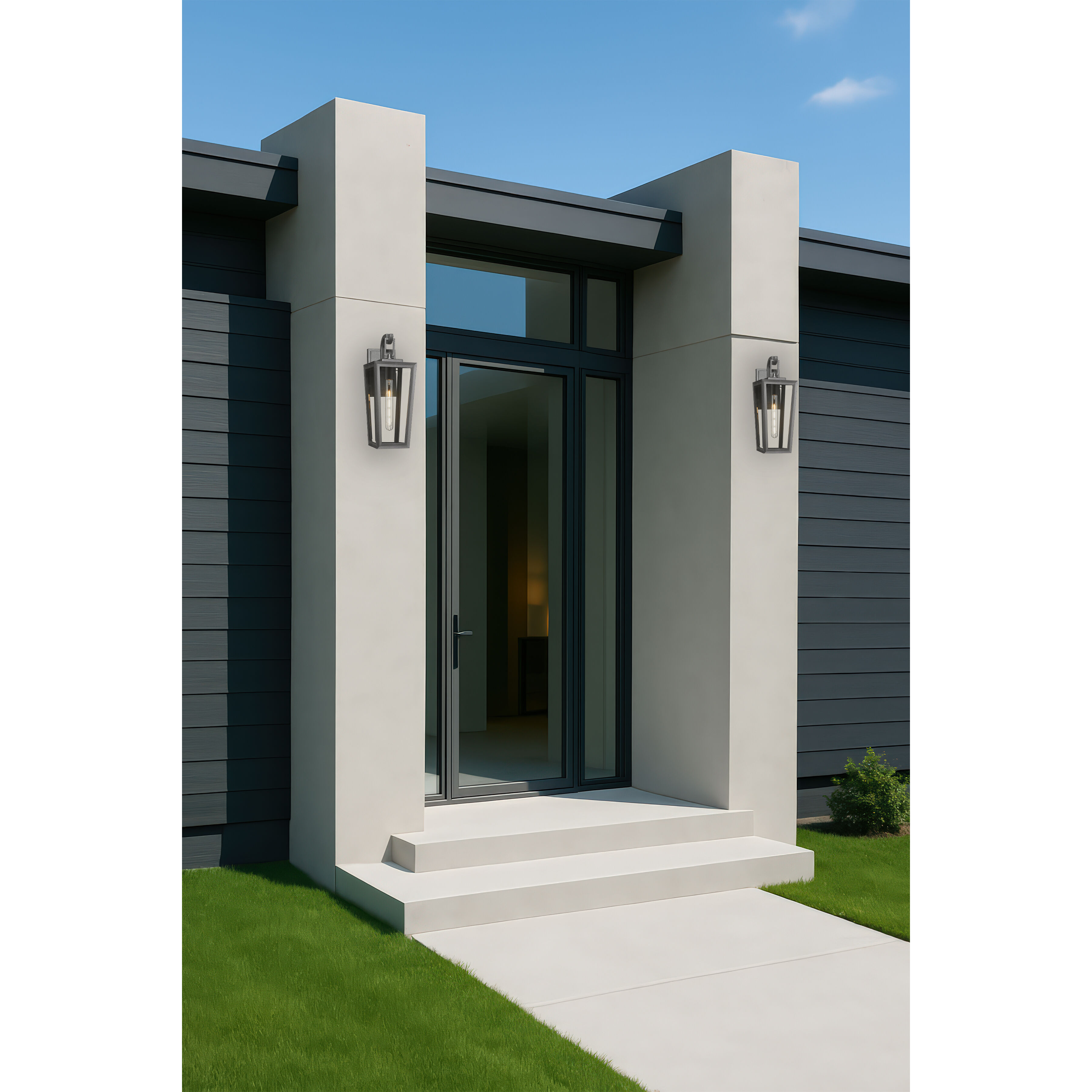 Madison 1 Light 17.63 inch Matte Black Outdoor Sconce in Clear Glass