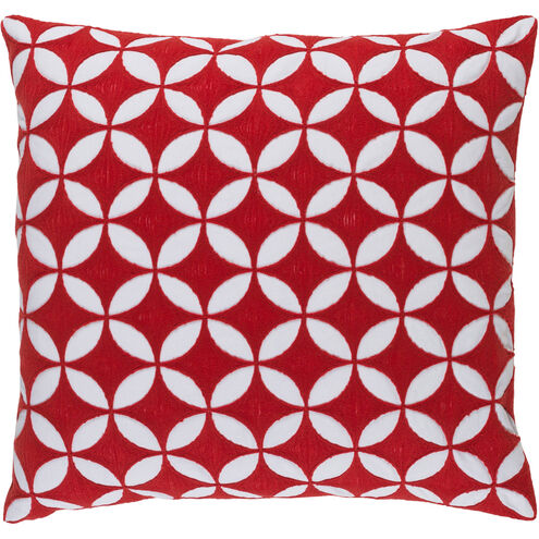 Perimeter 18 X 18 inch Bright Red and White Throw Pillow