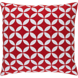 Perimeter 22 X 22 inch Bright Red and White Throw Pillow