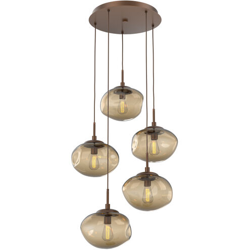Nova Incandescent 5 Light Burnished Bronze Chandelier Ceiling Light, Round Multi-Pendant