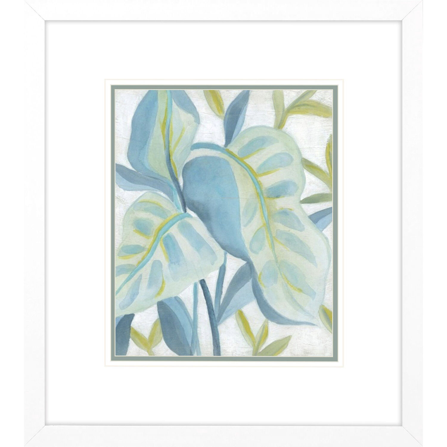Aqua Tropical Leaves Blue and Green and Turquoise Framed Art, Propac