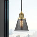 Franklin Restoration Cone 1 Light 6 inch Brushed Brass Mini Pendant Ceiling Light in Incandescent, Plated Smoke, Franklin Restoration
