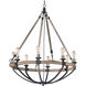 Lodge 8 Light 38 inch Weathered Oak and Bronze Chandelier Ceiling Light