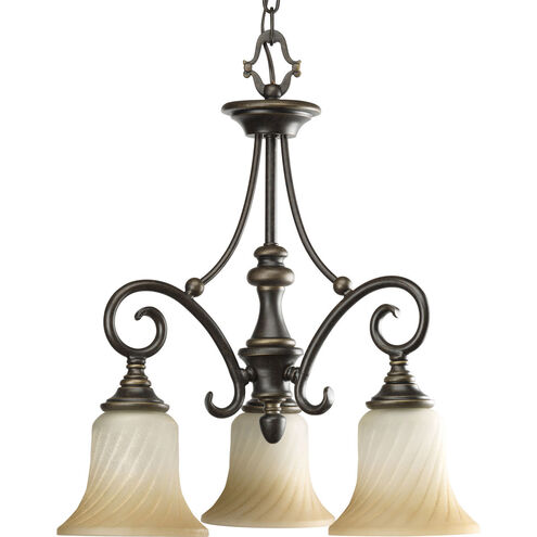Kensington 3 Light 18 inch Forged Bronze Chandelier Ceiling Light in Frosted Caramel Swirl