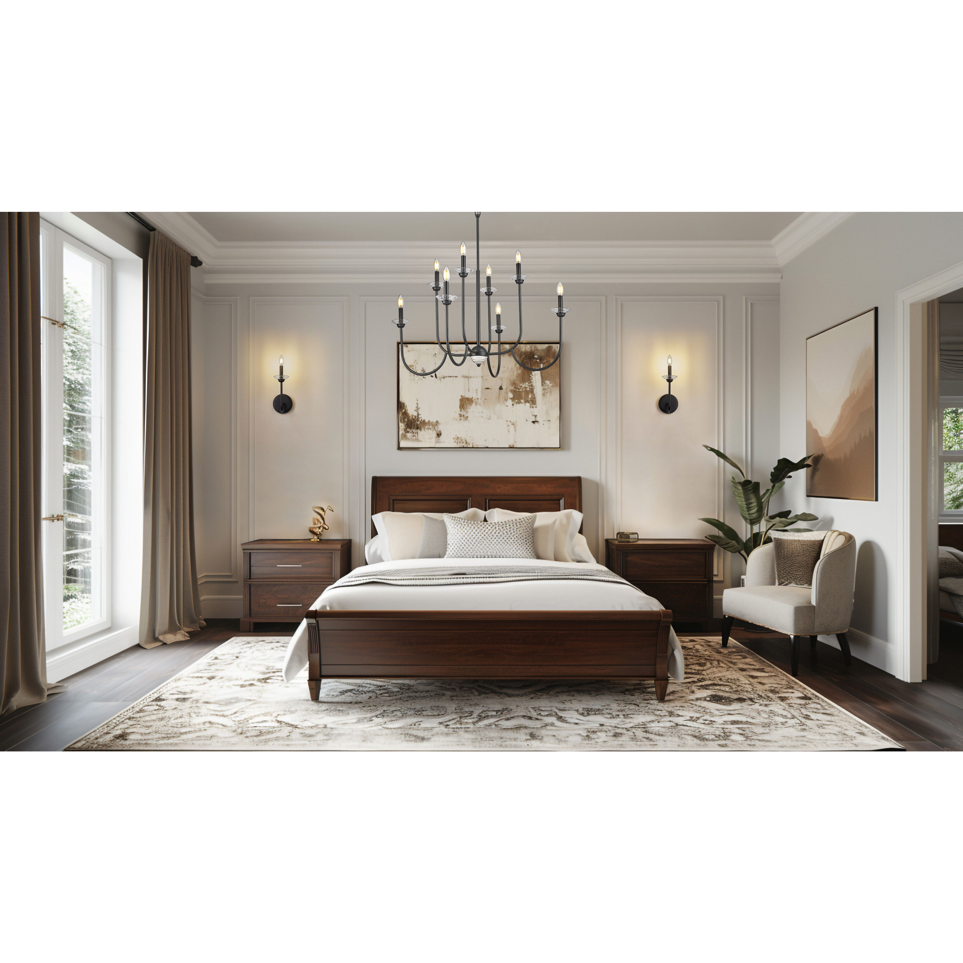 Allistair 8 Light 36 inch Matte Black Chandelier Ceiling Light