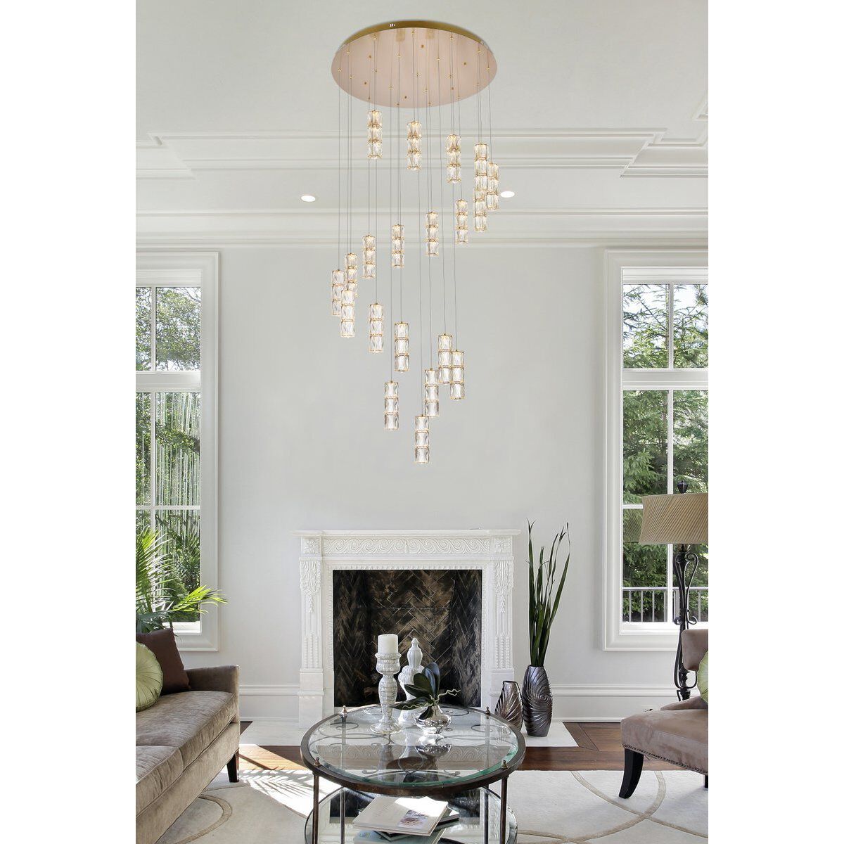 Polaris 20 Light 38 inch Gold Chandelier Ceiling Light