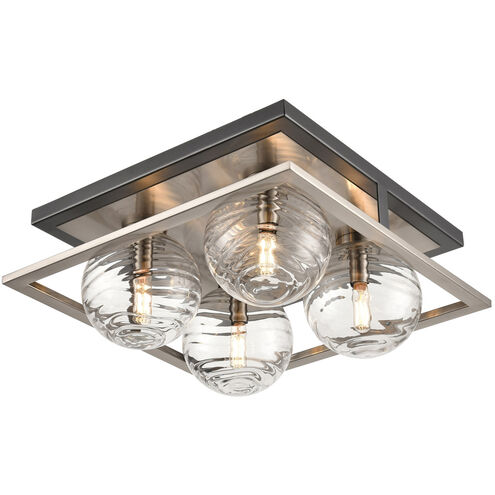 Tropea 4 Light 16 inch Satin Nickel and Graphite Flush Mount Ceiling Light