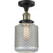 Franklin Restoration Stanton 1 Light 6 inch Black Antique Brass Semi-Flush Mount Ceiling Light, Franklin Restoration