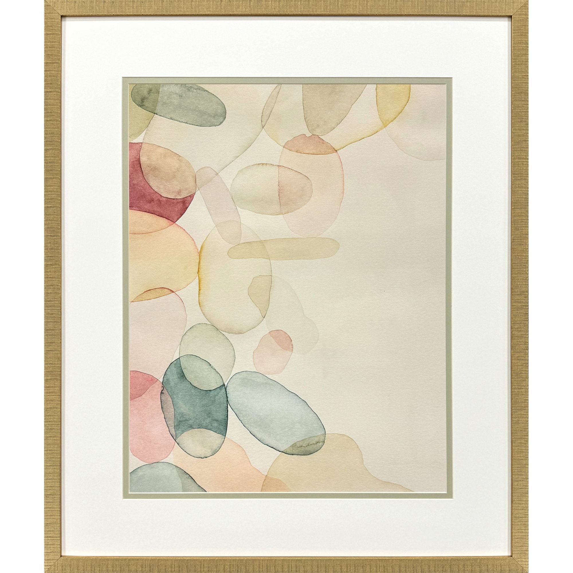 Pastel River Rock Green and Orange and Pink and Red Framed Art