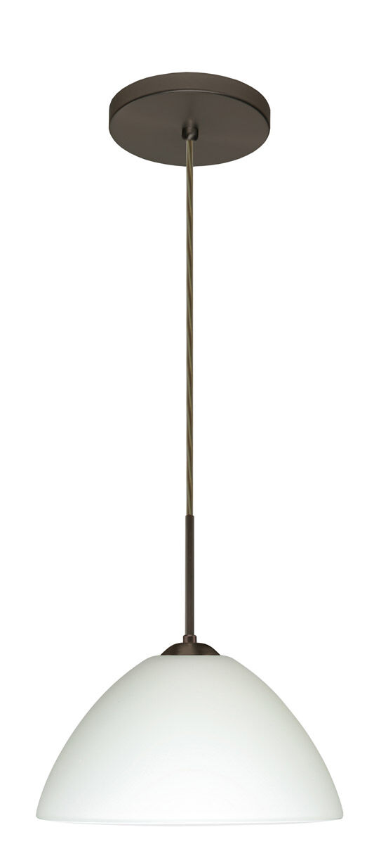 Tessa LED Bronze Pendant Ceiling Light in White Glass