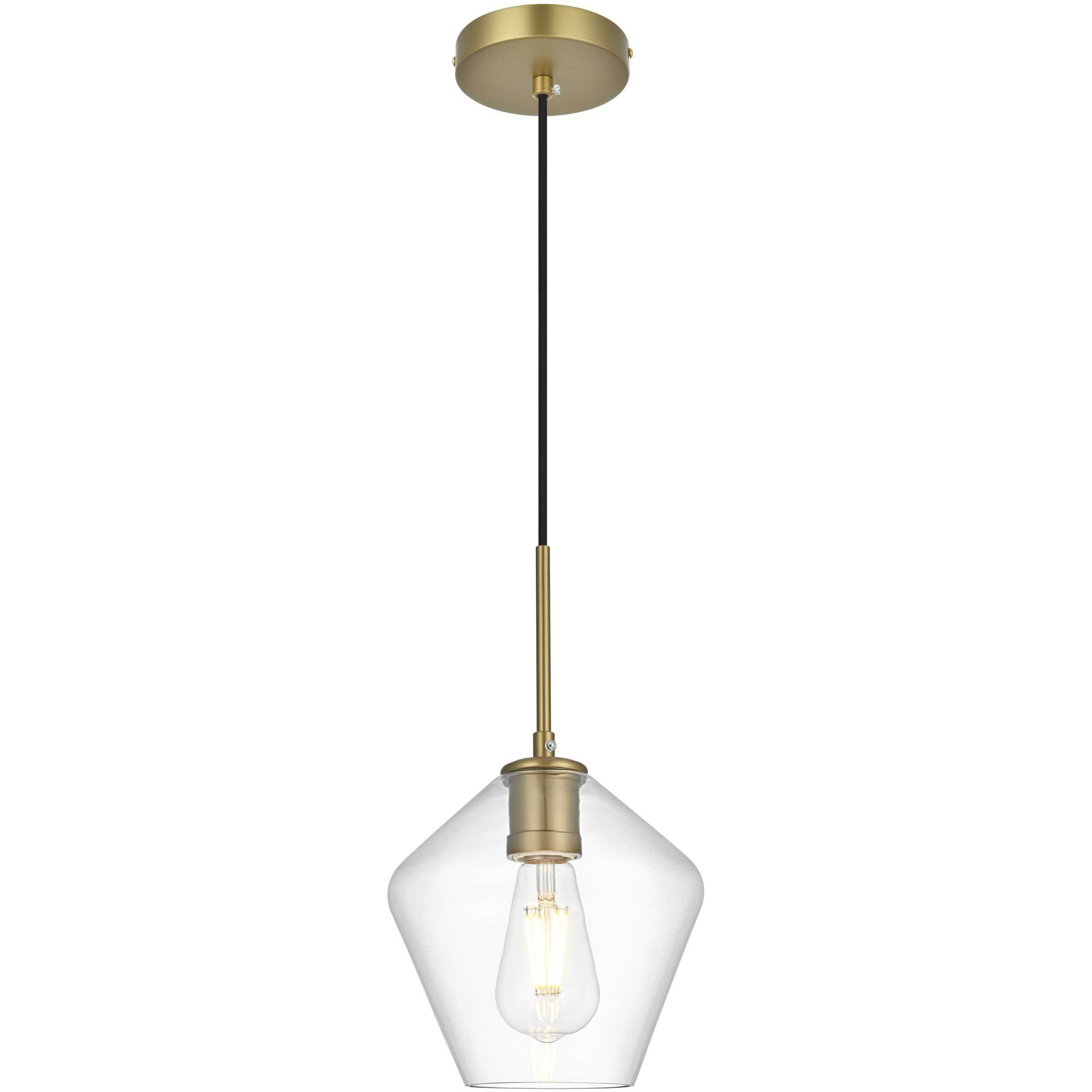 Gene 1 Light 8 inch Satin Gold Pendant Ceiling Light