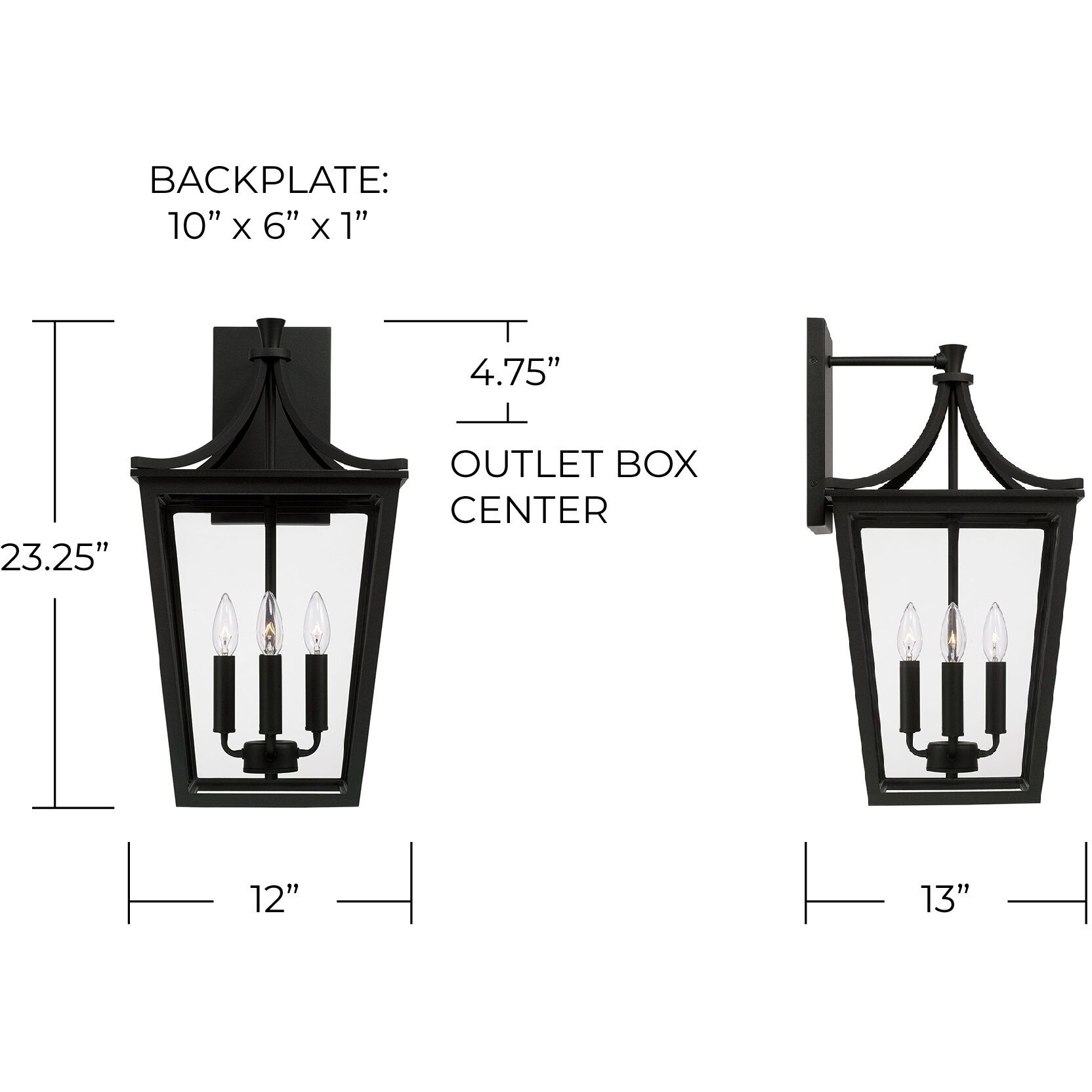 Adair 4 Light 23.25 inch Black Outdoor Wall Lantern