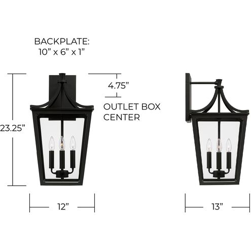 Adair 4 Light 23.25 inch Black Outdoor Wall Lantern