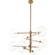 Argento 12 Light 35.43 inch Antique Brass and Clear Glass Chandelier Ceiling Light, Small