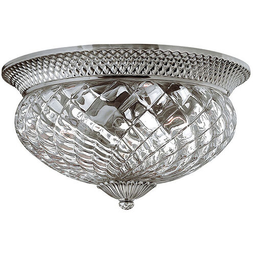 Plantation 3 Light 16 inch Polished Antique Nickel Indoor Bath Flush Mount Ceiling Light