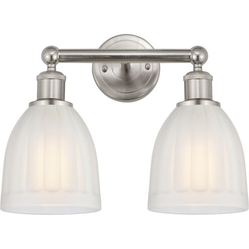 Edison Brookfield 2 Light 15 inch Brushed Satin Nickel Bath Vanity Light Wall Light in White