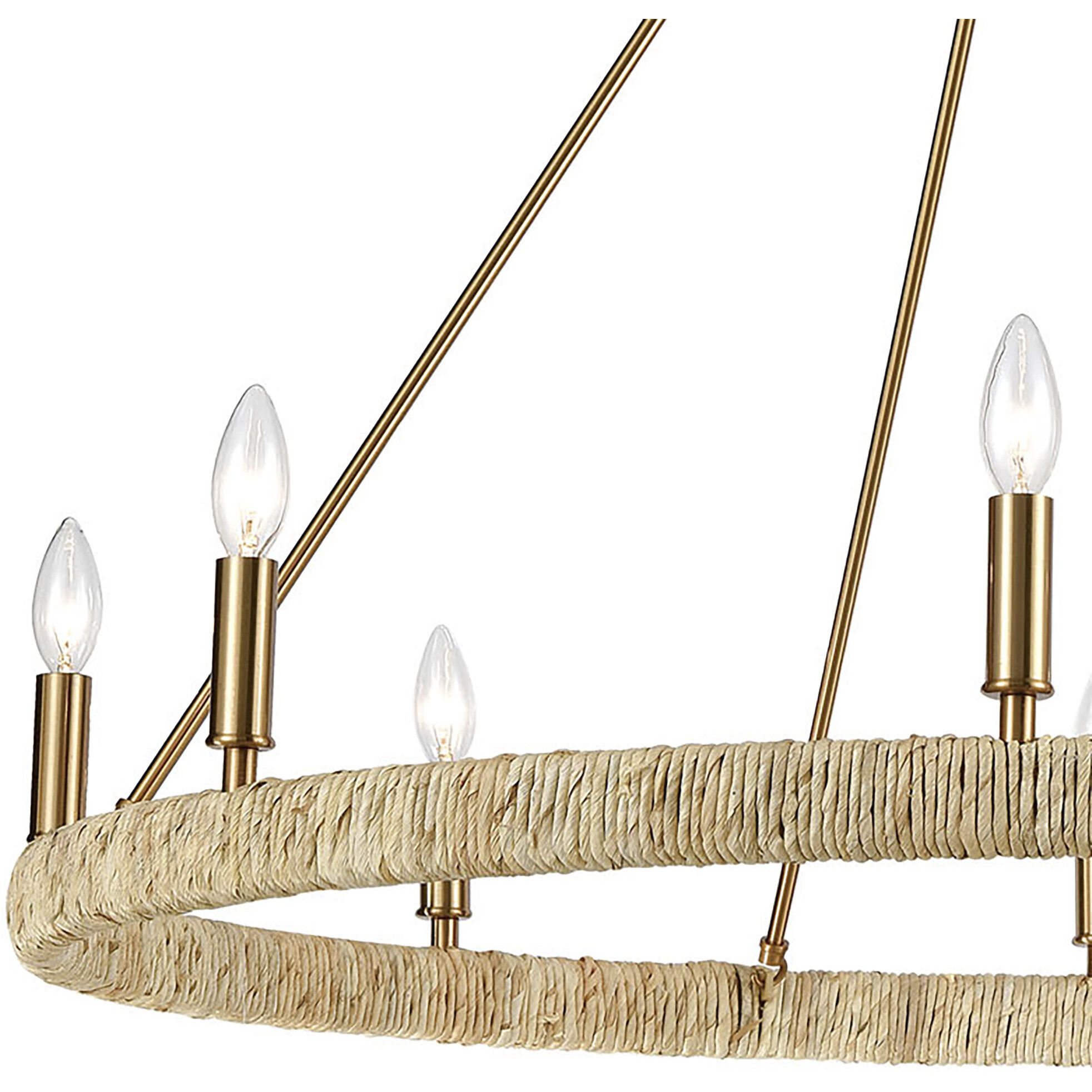 Abaca 8 Light 36 inch Satin Brass Chandelier Ceiling Light