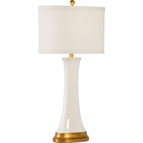 Pam Cain 34 inch 100.00 watt White Glaze/Antique Gold Leaf Table Lamp Portable Light