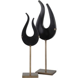Black 24.25 X 7.25 inch Sculptures, Set of 2