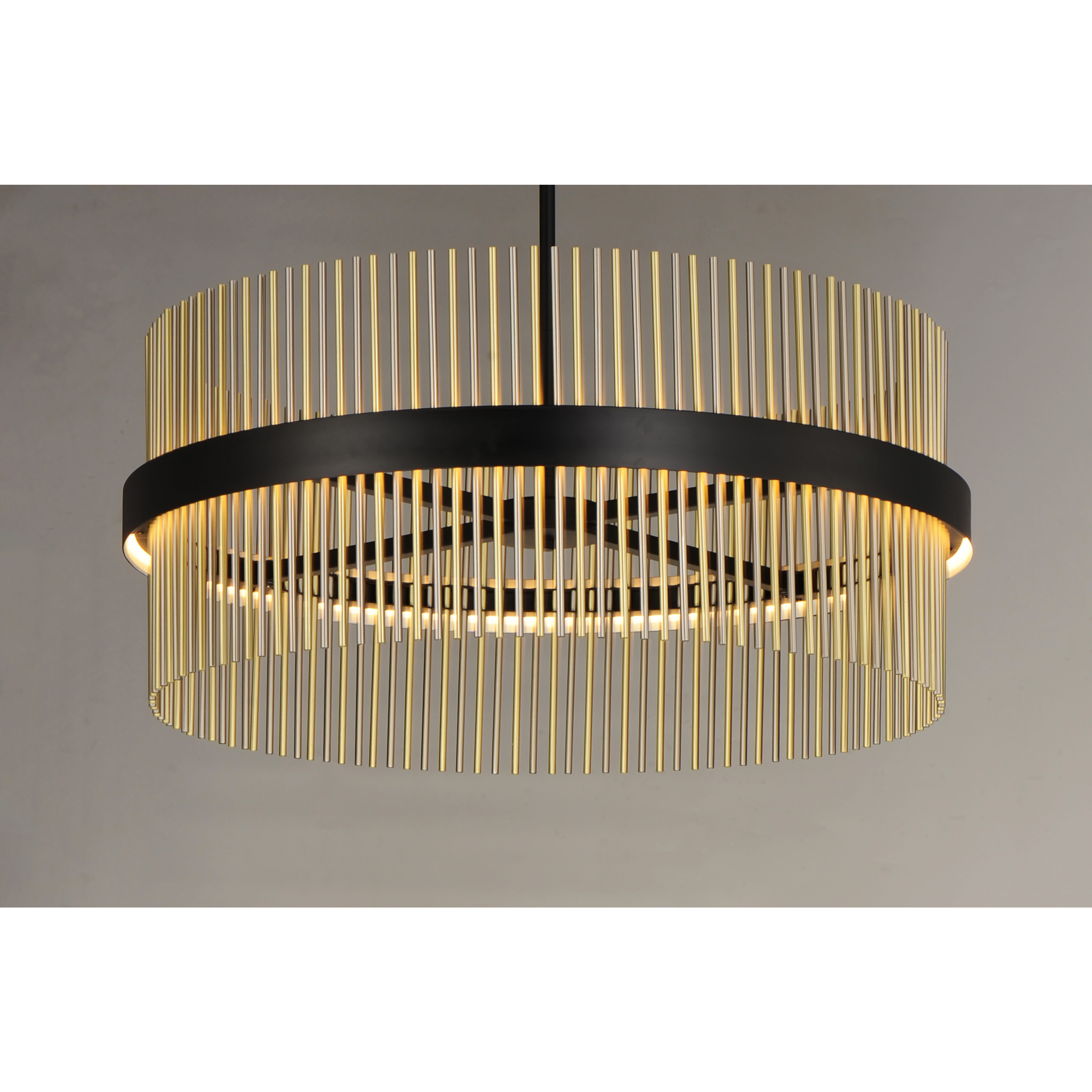 Chimes LED 33.75 inch Black and Satin Nickel and Satin Brass Single Pendant Ceiling Light in Black and Satin Brass and Satin Nickel