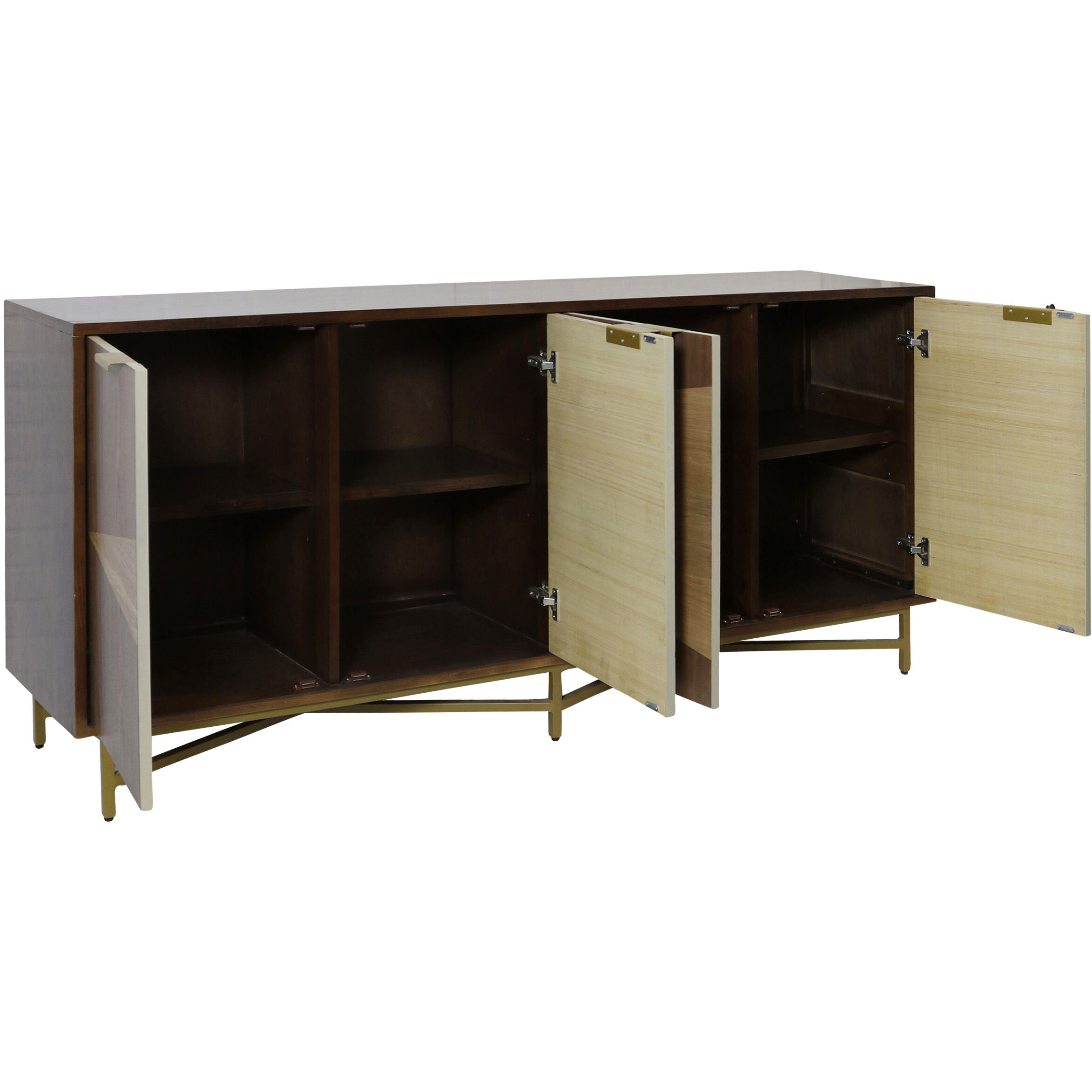 Cameron Walnut and Natural and Gold Cabinet