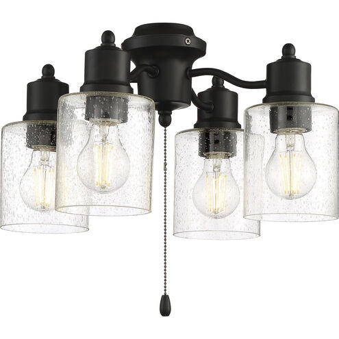 Universal LED LED Filament Flat Black Fan Light Kit in Clear Seeded