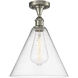 Edison Berkshire 1 Light 12 inch Brushed Satin Nickel Semi-Flush Mount Ceiling Light in Seedy Glass