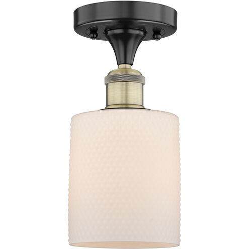 Cobbleskill 1 Light 5 inch Black Antique Brass Semi-Flush Mount Ceiling Light