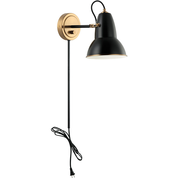 Buzz Wall Sconce Wall Light in Aged Gold Brass and Black