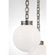 Marie Flanigan Bellamy LED 16 inch Pewter Statement Chain Globe Chandelier Ceiling Light in White Glass