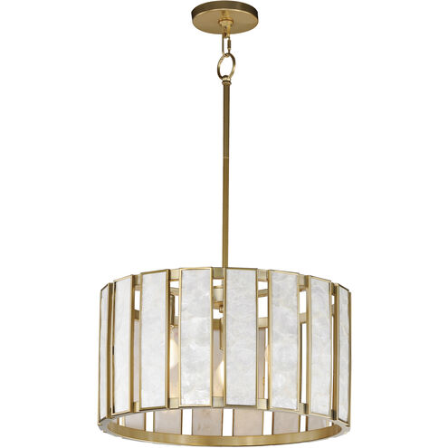 Miramar 3 Light 18 inch Capiz with Natural Aged Brass Single Pendant Ceiling Light