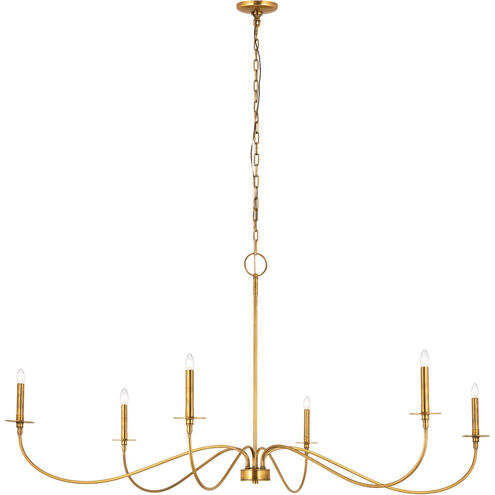 Arrington 6 Light 63 inch Rubbed Brass Chandelier Ceiling Light