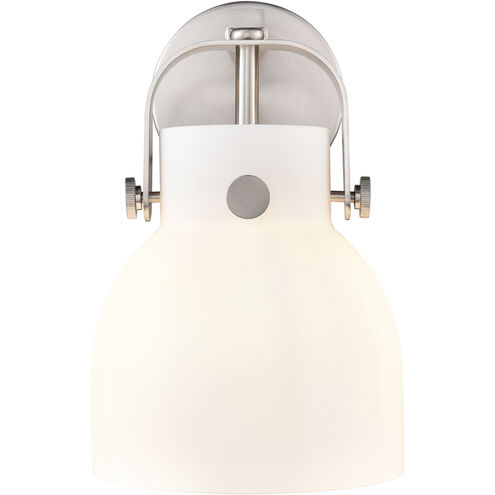 Pilaster II Bell 1 Light 6.5 inch Satin Nickel Sconce Wall Light in Matte White Glass